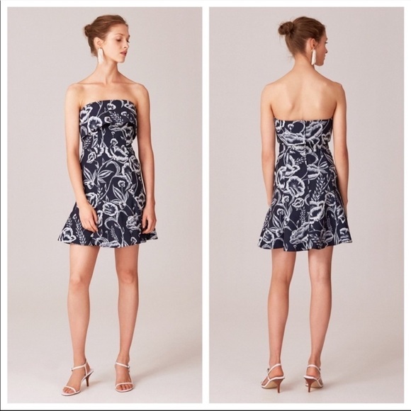C/Meo Blue & White Collective Discretion Strapless Mini Dress Size Small - Picture 1 of 16